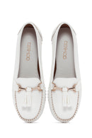 Women's White Tassel Detailed Loafer | Derimod Women's White Tassel Detailed Loafer | Derimod