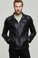 Bruno Men's Black Leather Jacket | Derimod Bruno Men's Black Leather Jacket | Derimod