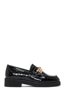 Women's Black Leather Crocodile Loafer | Derimod Women's Black Leather Crocodile Loafer | Derimod