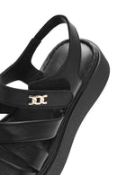 Women's Black Ankle Strap Thick Soled Leather Comfort Sandals | Derimod Women's Black Ankle Strap Thick Soled Leather Comfort Sandals | Derimod