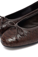 Woman Brown Patterned Leather Babet | Derimod Woman Brown Patterned Leather Babet | Derimod