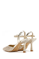 Women's Gold Ankle Buckle Braided Thin Heeled Shoes | Derimod Women's Gold Ankle Buckle Braided Thin Heeled Shoes | Derimod