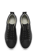 Women's Black Lace-Up Leather Sneaker | Derimod Women's Black Lace-Up Leather Sneaker | Derimod