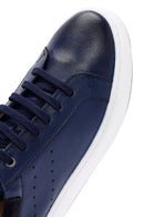 Erkek Lacivert Bağcıklı Deri Sneaker | Derimod Erkek Lacivert Bağcıklı Deri Sneaker | Derimod