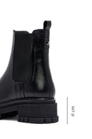 Woman Black Thick Sole Leather Chelsea Boots | Derimod Woman Black Thick Sole Leather Chelsea Boots | Derimod