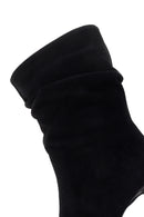 Women's Black Thin Heeled Suede Leather Boots | Derimod Women's Black Thin Heeled Suede Leather Boots | Derimod