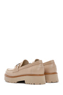 Kadın Bej Kalın Tabanlı Deri Maskülen Loafer | Derimod Kadın Bej Kalın Tabanlı Deri Maskülen Loafer | Derimod