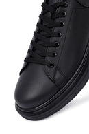 Men's Black Lace-Up Thick Sole Leather Sneakers | Derimod Men's Black Lace-Up Thick Sole Leather Sneakers | Derimod
