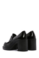 Kadın Siyah Rugan Deri Topuklu Loafer | Derimod Kadın Siyah Rugan Deri Topuklu Loafer | Derimod