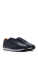 Erkek Lacivert Bağcıklı Deri Casual Sneaker | Derimod Erkek Lacivert Bağcıklı Deri Casual Sneaker | Derimod