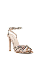 Women's Gold Stone High Thin Heel Sandals | Derimod Women's Gold Stone High Thin Heel Sandals | Derimod