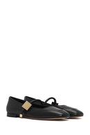 Women's Black Buckle Detailed Leather Ballerinas | Derimod Women's Black Buckle Detailed Leather Ballerinas | Derimod