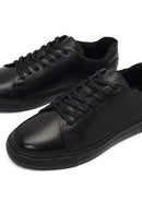 Erkek Siyah Bağcıklı Deri Sneaker | Derimod Erkek Siyah Bağcıklı Deri Sneaker | Derimod