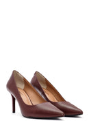 Kadın Bordo İnce Topuklu Deri Stiletto | Derimod Kadın Bordo İnce Topuklu Deri Stiletto | Derimod