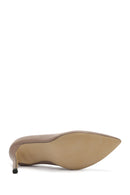 Women's Beige Thin Heeled Leather Stiletto | Derimod Women's Beige Thin Heeled Leather Stiletto | Derimod