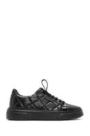 Erkek Siyah Bağcıklı Kroko Desenli Deri Sneaker | Derimod Erkek Siyah Bağcıklı Kroko Desenli Deri Sneaker | Derimod