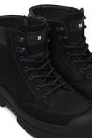 Men's Black Lace-Up Zipper Nubuck Leather Casual Boot | Derimod Men's Black Lace-Up Zipper Nubuck Leather Casual Boot | Derimod