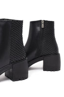 Women's Black Zippered Thick Heeled Leather Boot | Derimod Women's Black Zippered Thick Heeled Leather Boot | Derimod