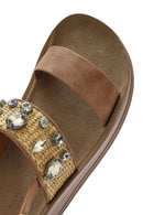 Women's Brown Thick Soled Stoned Sandals | Derimod Women's Brown Thick Soled Stoned Sandals | Derimod