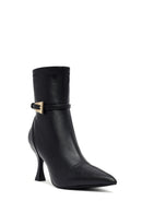 Woman Black Zippered Thin Heeled Boots | Derimod Woman Black Zippered Thin Heeled Boots | Derimod