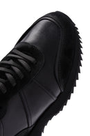 Erkek Siyah Deri Süet Detaylı Sneaker | Derimod Erkek Siyah Deri Süet Detaylı Sneaker | Derimod