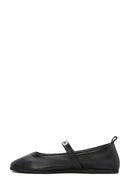 Women's Black Buckle Leather Ballerinas | Derimod Women's Black Buckle Leather Ballerinas | Derimod