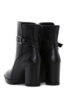 Women's Black Buckle Heeled Boots | Derimod Women's Black Buckle Heeled Boots | Derimod