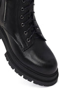 Woman Black Zippered Thick Sole Leather Postal Boots | Derimod Woman Black Zippered Thick Sole Leather Postal Boots | Derimod