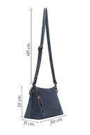 Woman Blue Long-Strap Suede Crossbody Bag | Derimod Woman Blue Long-Strap Suede Crossbody Bag | Derimod