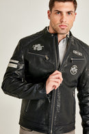Bandito Men's Leather Jacket | Derimod Bandito Men's Leather Jacket | Derimod