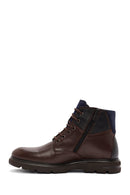 Men's Brown Lace-Up Zipper Detailed Leather Casual Boots | Derimod Men's Brown Lace-Up Zipper Detailed Leather Casual Boots | Derimod