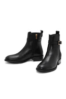 Women's Black Zippered Leather Boots | Derimod Women's Black Zippered Leather Boots | Derimod