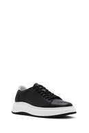 Erkek Siyah Bağcıklı Kalın Tabanlı Deri Sneaker | Derimod Erkek Siyah Bağcıklı Kalın Tabanlı Deri Sneaker | Derimod