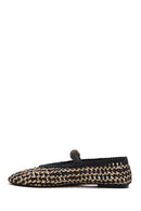 Women's Black Buckled Straw Leather Ballerinas | Derimod Women's Black Buckled Straw Leather Ballerinas | Derimod