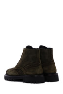 Men's Khaki Suede Leather Zippered Boots | Derimod Men's Khaki Suede Leather Zippered Boots | Derimod
