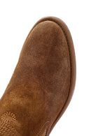 Women's Mink Thick Heel Suede Leather Cowboy Boots | Derimod Women's Mink Thick Heel Suede Leather Cowboy Boots | Derimod