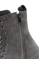 Women's Gray Suede Leather Boots | Derimod Women's Gray Suede Leather Boots | Derimod
