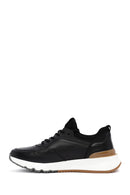 Men's Black Lace-Up Thick-Soled Leather Casual Sneakers | Derimod Men's Black Lace-Up Thick-Soled Leather Casual Sneakers | Derimod