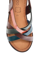 Women's Multicolor Leather Flat Bodrum Sandals | Derimod Women's Multicolor Leather Flat Bodrum Sandals | Derimod