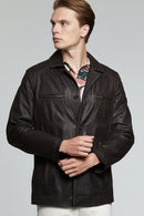 Baldwin Men's Leather Jacket | Derimod Baldwin Men's Leather Jacket | Derimod