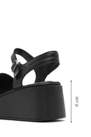 Kadın Siyah Kalın Tabanlı Deri Comfort Sandalet | Derimod Kadın Siyah Kalın Tabanlı Deri Comfort Sandalet | Derimod
