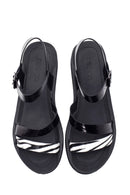 Women's Black Patterned Sandals | Derimod Women's Black Patterned Sandals | Derimod