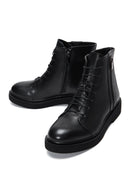 Women's Black Leather Zippered Boots | Derimod Women's Black Leather Zippered Boots | Derimod