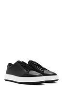 Erkek Siyah Bağcıklı Deri Sneaker | Derimod Erkek Siyah Bağcıklı Deri Sneaker | Derimod