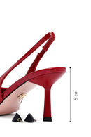 Women's Red Slingback Thin Heel Leather Shoes | Derimod Women's Red Slingback Thin Heel Leather Shoes | Derimod