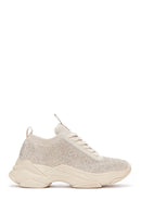 Derimod Zero Women's Beige Laced Stoned Sneakers | Derimod Derimod Zero Women's Beige Laced Stoned Sneakers | Derimod