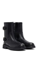 Woman Black Zippered Leather Boat | Derimod Woman Black Zippered Leather Boat | Derimod