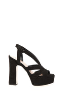 Suede Women's Heeled Leather Sandals | Derimod Suede Women's Heeled Leather Sandals | Derimod