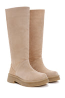 Women's Beige Suede Leather Boots | Derimod Women's Beige Suede Leather Boots | Derimod