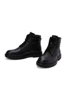 Men's Black Lace-Up Leather Casual Boots | Derimod Men's Black Lace-Up Leather Casual Boots | Derimod